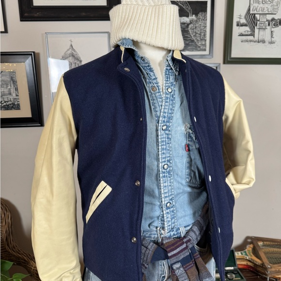 Vintage Dawson College varsity jacket | small | Navy and cream - Picture 2 of 5